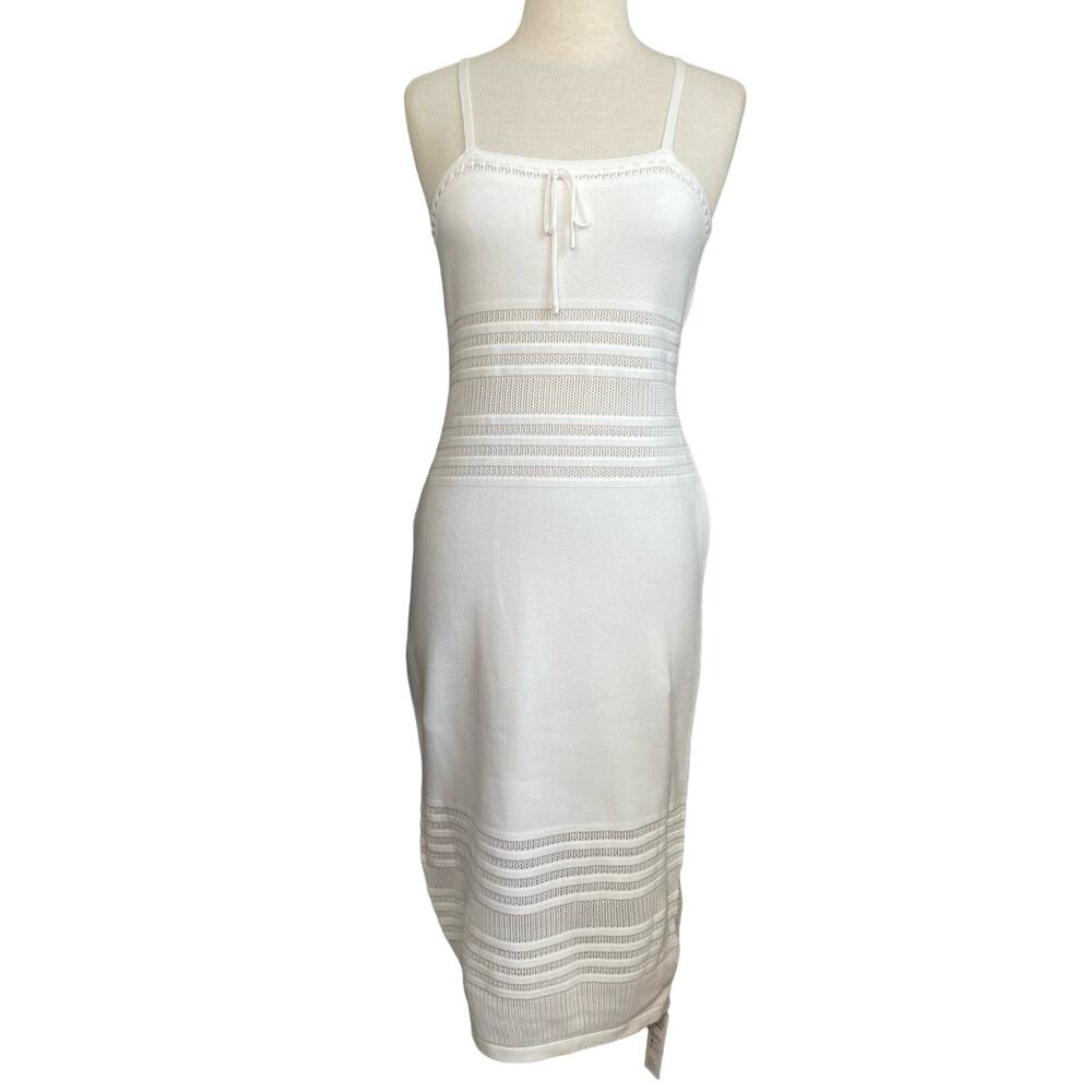 NWT Cupshe white knit dress cover up midi length L